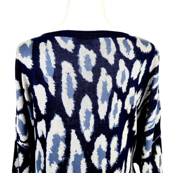 NWT Womens XL Wonderly Navy Animal Print Oversized Long Sleeve High-Low Sweater - Picture 5 of 12
